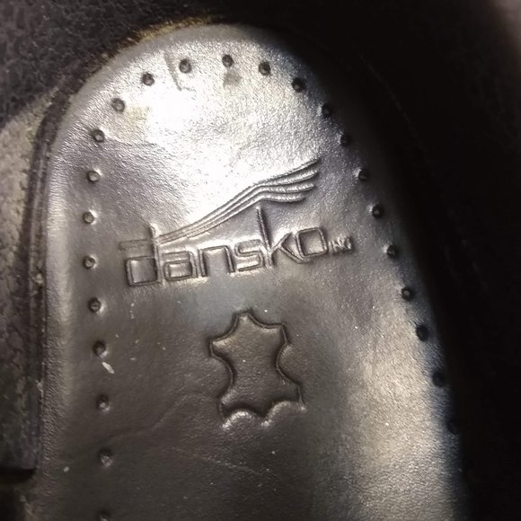 Dansko Phoebe Black Leather Professional Backed Clogs, Size 42, elastic sides - Picture 5 of 10